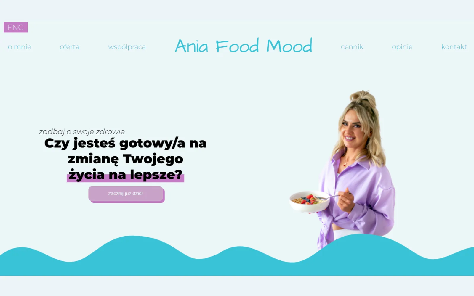 Pierwszy ekran strony Ania Food Mood
