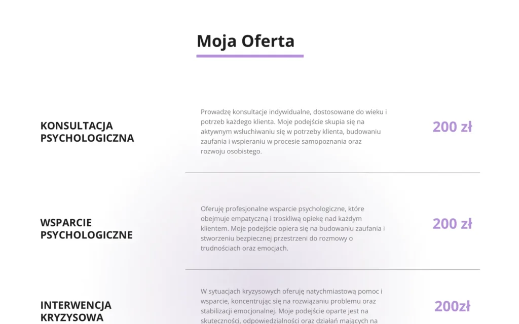Oferta i cennik