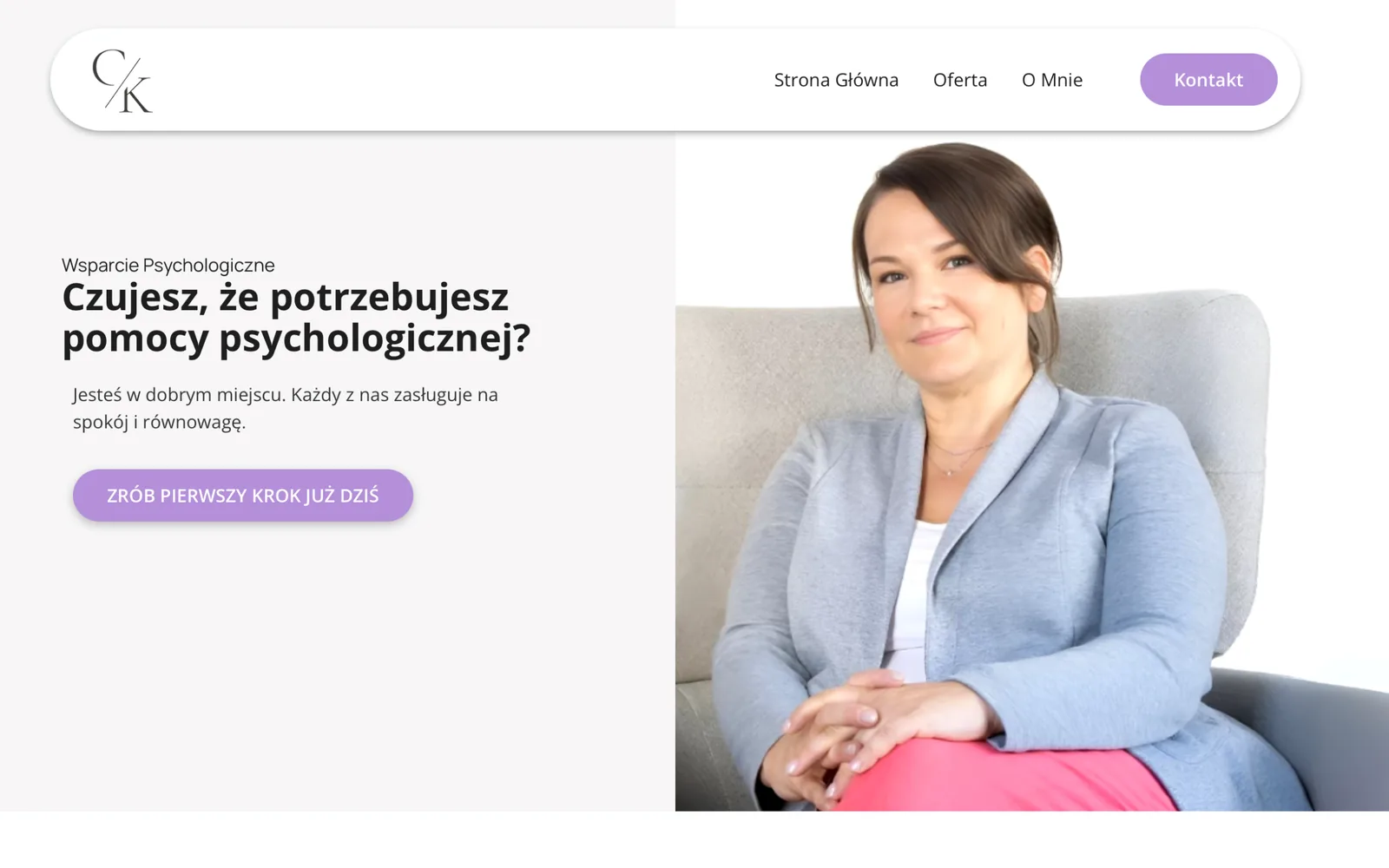 Pierwszy ekran strony Gabinet Psychologiczno-Terapeutyczny Celina Kuzynowska