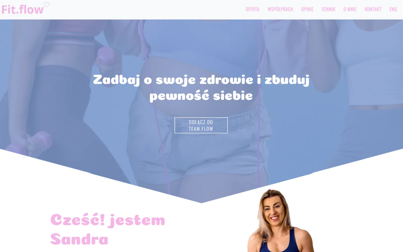 Pierwszy ekran strony Fit-Flow