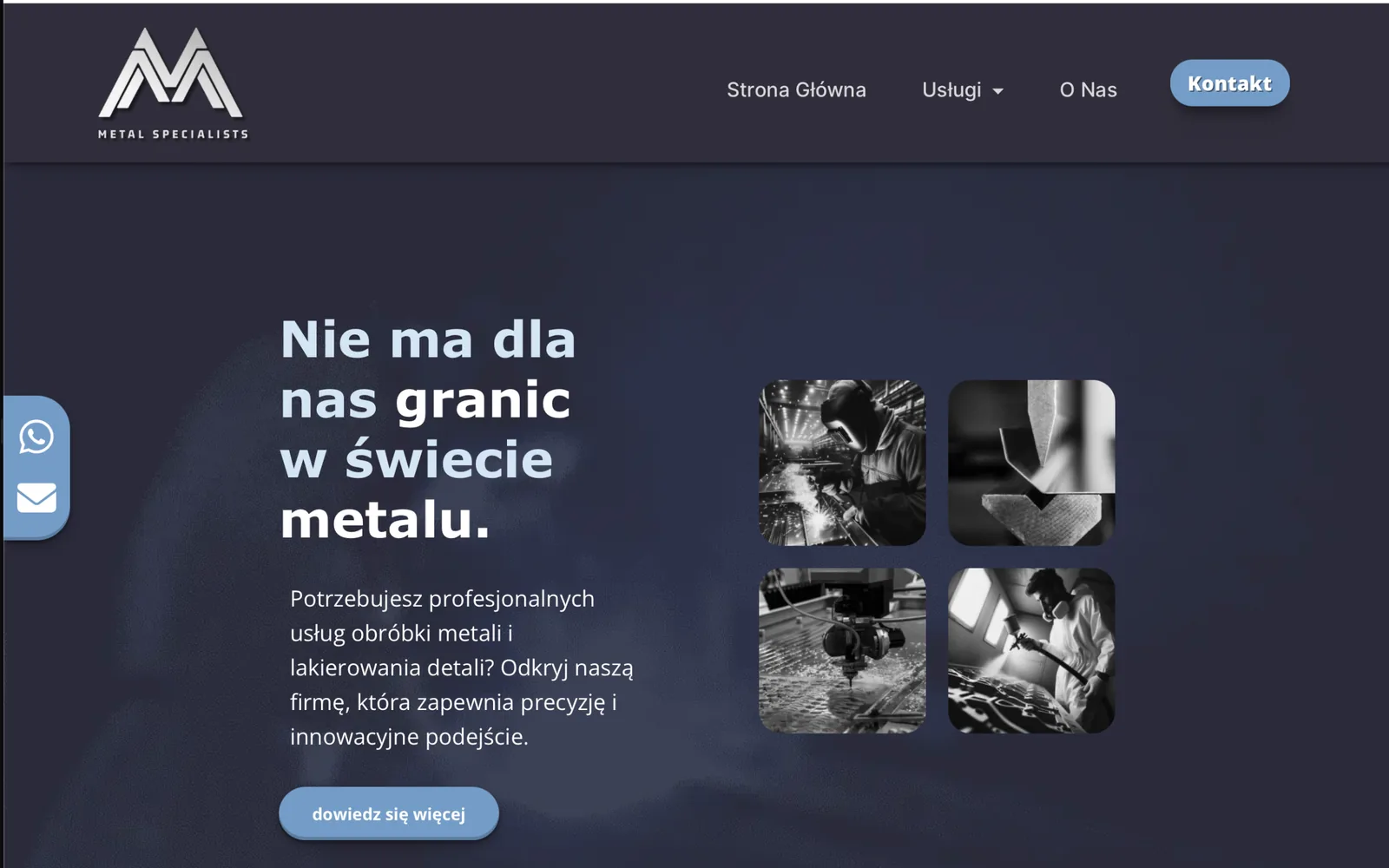 Pierwszy ekran strony Metal Specialists