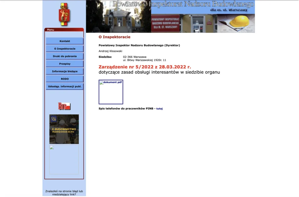 Stara strona: O Inspektoracie